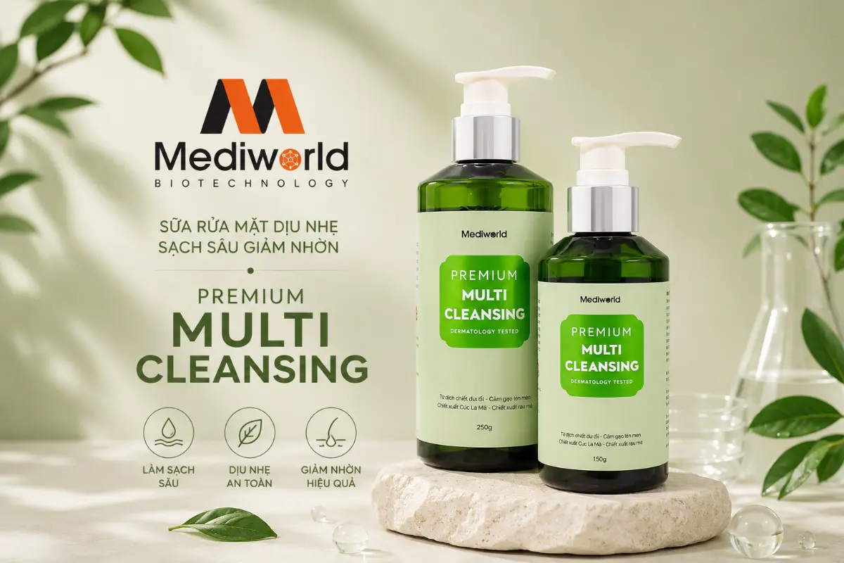 Sữa rửa mặt dịu nhẹ sạch sâu giảm nhờn Mediworld Premium Multi Cleansing.webp
