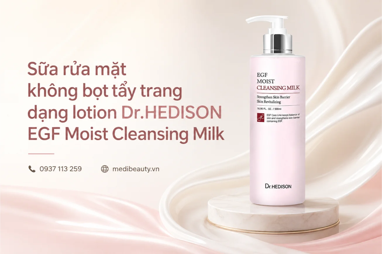 Sữa rửa mặt không bọt tẩy trang dạng lotion Dr.HEDISON EGF Moist Cleansing Milk.webp