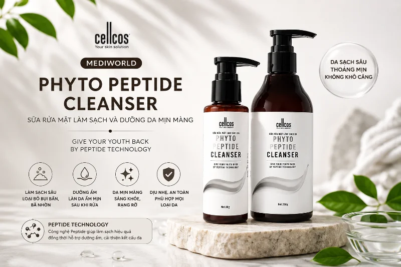 Sữa rửa mặt làm sạch và dưỡng da mịn màng Mediworld Phyto Peptide Cleanser.webp