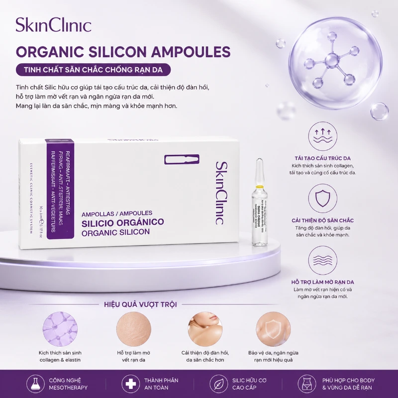 Tinh chất ampoule săn chắc chống rạn da SkinClinic Organic Silicon.webp