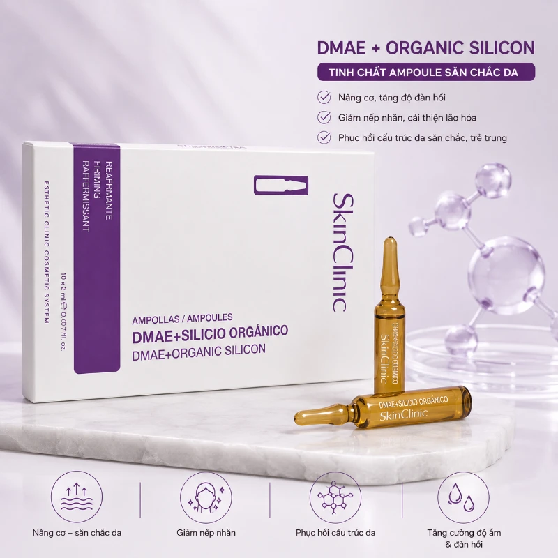 Tinh chất ampoule săn chắc da cải thiện đàn hồi SkinClinic Dmae+ Organic Silicon.webp