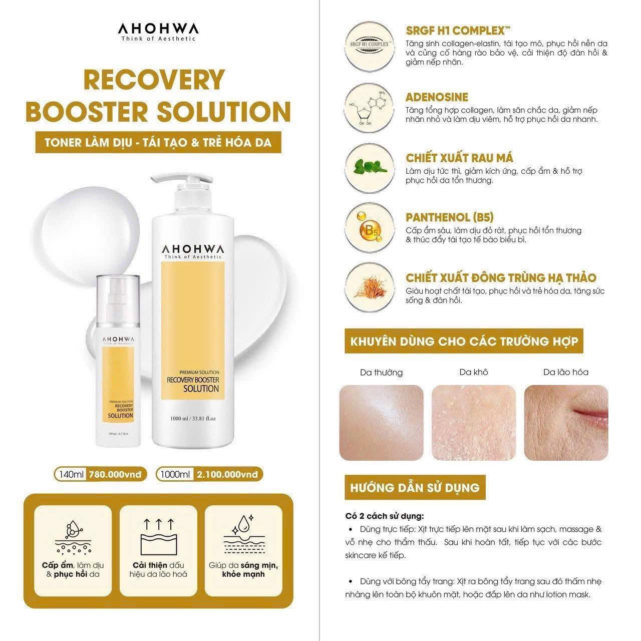 Toner cấp ẩm làm dịu da tức thì Ahohwa Premium Solution Recovery Booster Solution.jpg