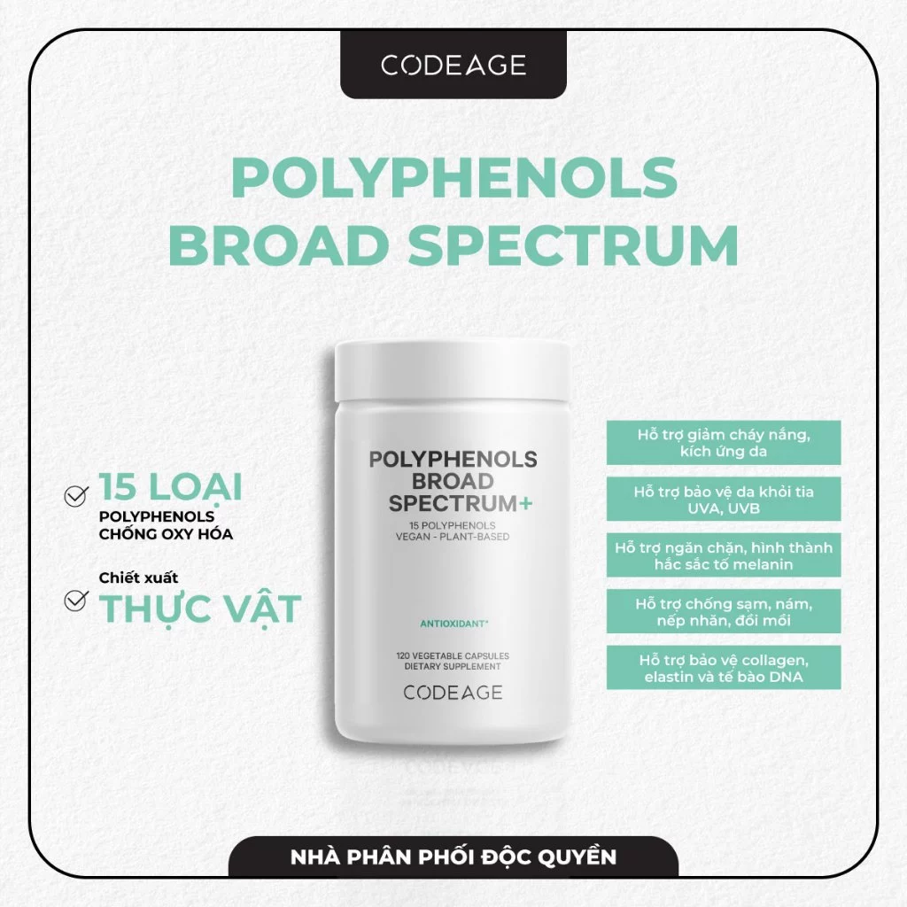 Viên nang hỗ trợ chống oxy hoá bảo vệ da khỏi tia UVA UVB Codeage Polyphenols Broad Spectrum+.webp
