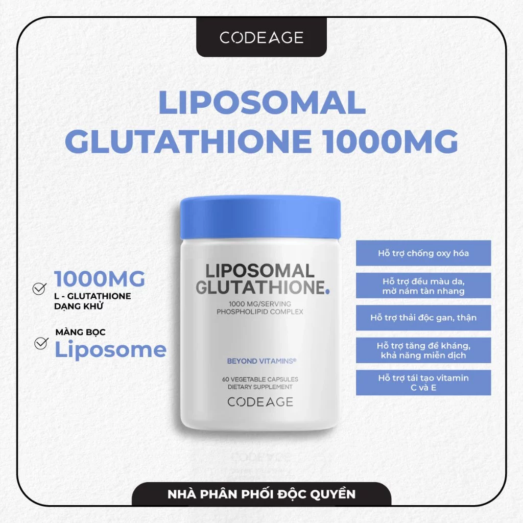 Viên nang hỗ trợ giảm nám da cải thiện nếp nhăn Codeage Liposomal Glutathione 1000MG.webp