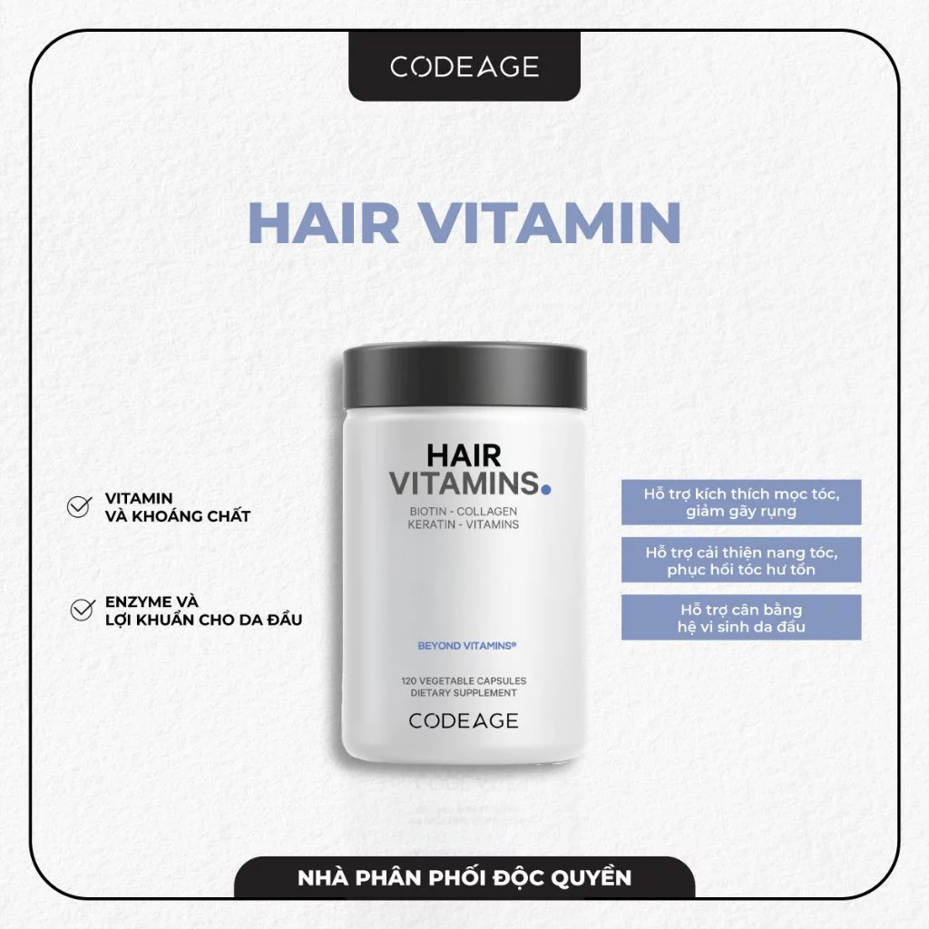 Viên nang hỗ trợ tóc chắc khoẻ Codeage Hair Vitamins.webp
