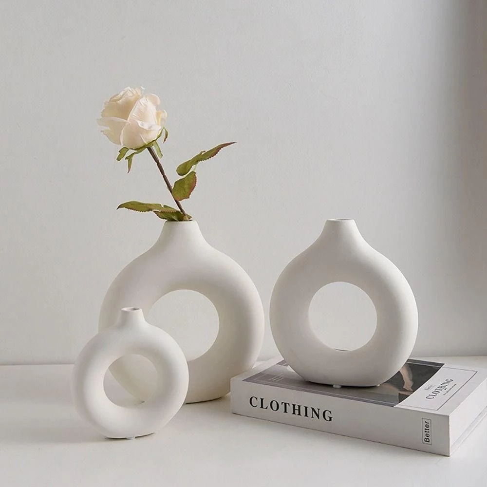 Bình Hoa Decor Nhựa Giả Gốm Sang Trọng Thiết Kế Tối Giản, Lọ Hoa Để Bàn Trang Trí Nhà Cửa