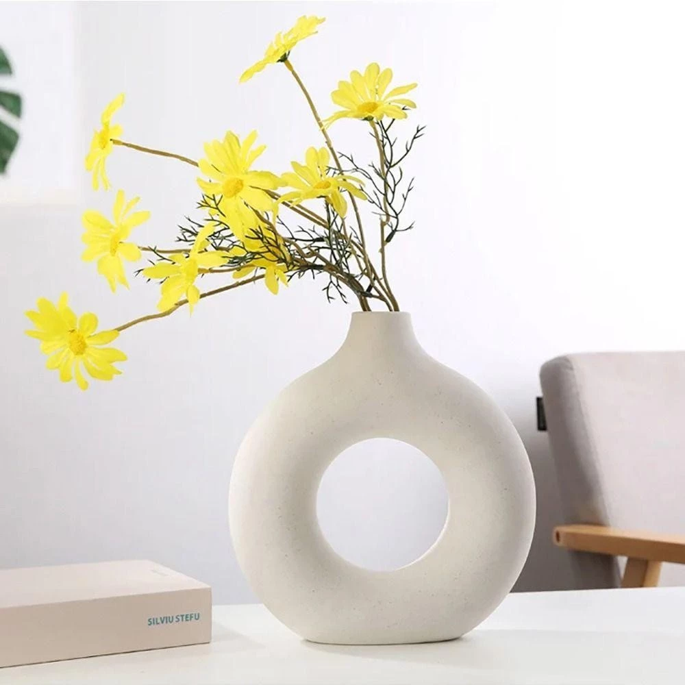 Bình Hoa Decor Nhựa Giả Gốm Sang Trọng Thiết Kế Tối Giản, Lọ Hoa Để Bàn Trang Trí Nhà Cửa