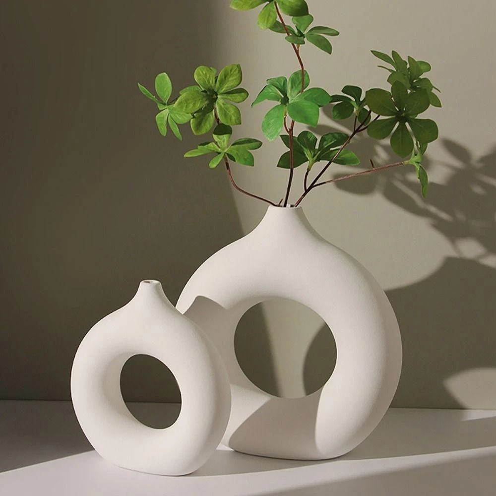 Bình Hoa Decor Nhựa Giả Gốm Sang Trọng Thiết Kế Tối Giản, Lọ Hoa Để Bàn Trang Trí Nhà Cửa