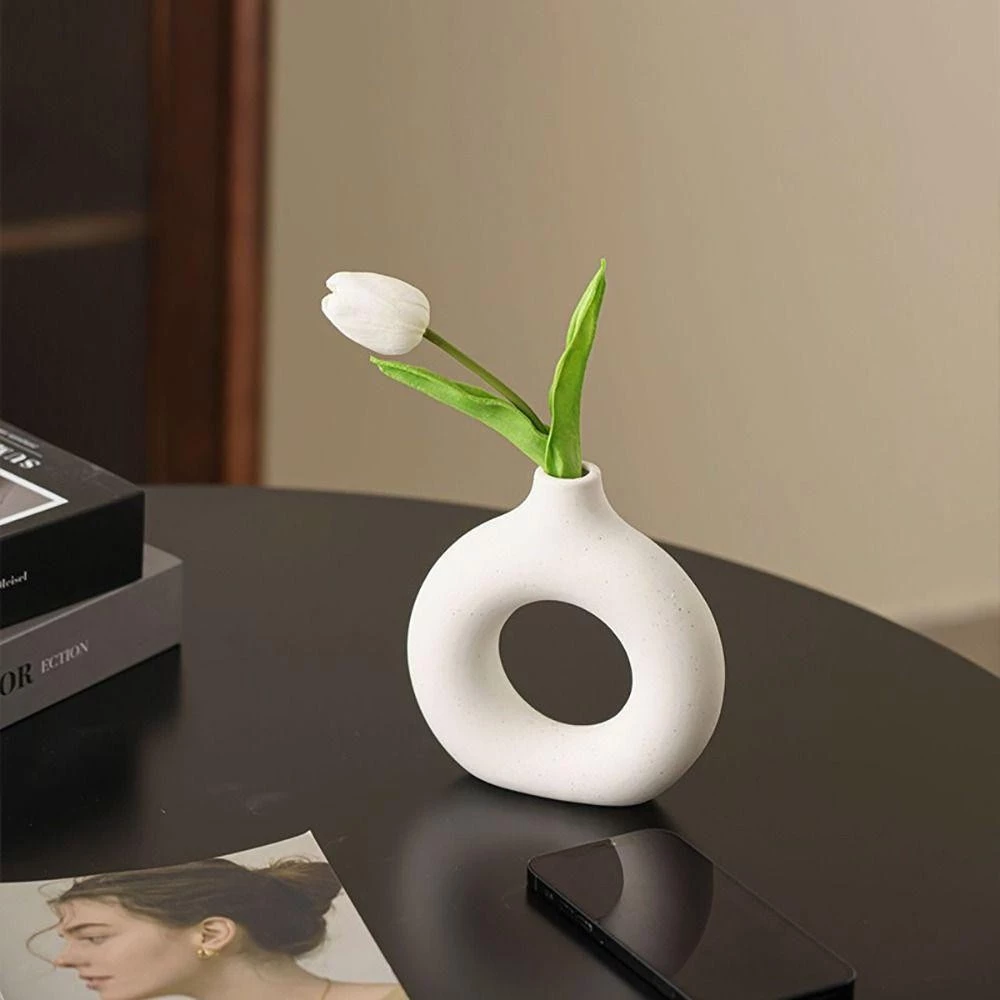 Bình Hoa Decor Nhựa Giả Gốm Sang Trọng Thiết Kế Tối Giản, Lọ Hoa Để Bàn Trang Trí Nhà Cửa