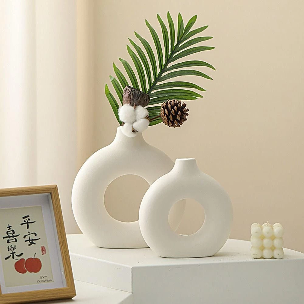 Bình Hoa Decor Nhựa Giả Gốm Sang Trọng Thiết Kế Tối Giản, Lọ Hoa Để Bàn Trang Trí Nhà Cửa