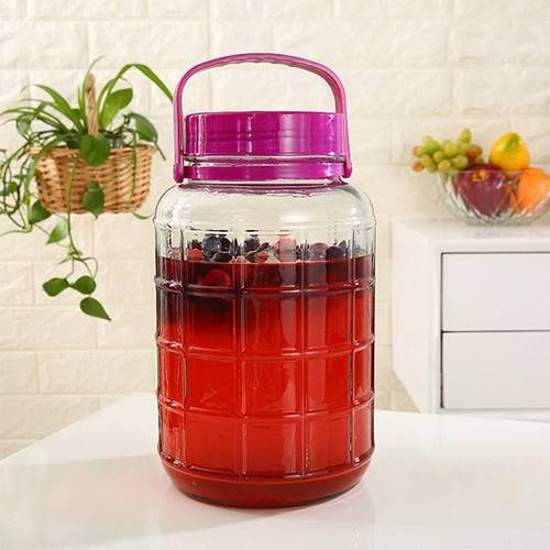 Bình Ngâm Rượuu, siro Thủy Tinh Nắp Tím/Đỏ Quai Xách Nhiều Size