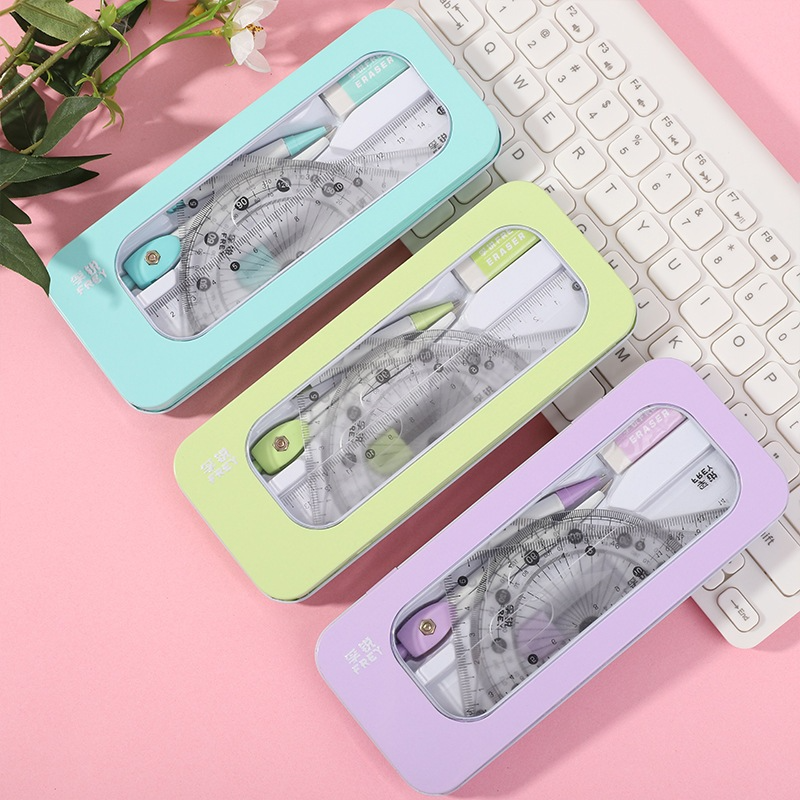 Bộ Dụng Cụ Học Tập 7 Món, Bộ Đồ Dùng Toán Học (EKE COMPA, Tẩy, Ngòi Chì) dùng cho học sinh, sinh viên