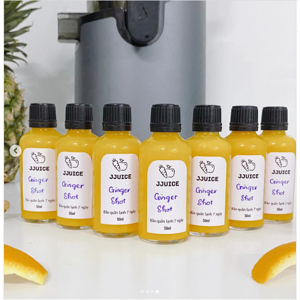 Chai lọ thủy tinh làm Ginger Shot loại 50ml trắng trong nắp nhựa đựng ginger shot thanh lọc