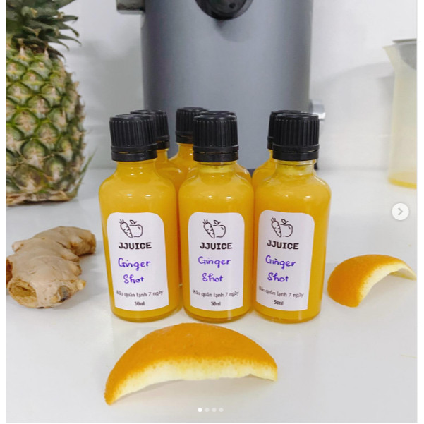 Chai lọ thủy tinh làm Ginger Shot loại 50ml trắng trong nắp nhựa đựng ginger shot thanh lọc