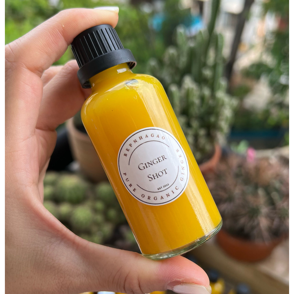 Chai lọ thủy tinh làm Ginger Shot loại 50ml trắng trong nắp nhựa đựng ginger shot thanh lọc
