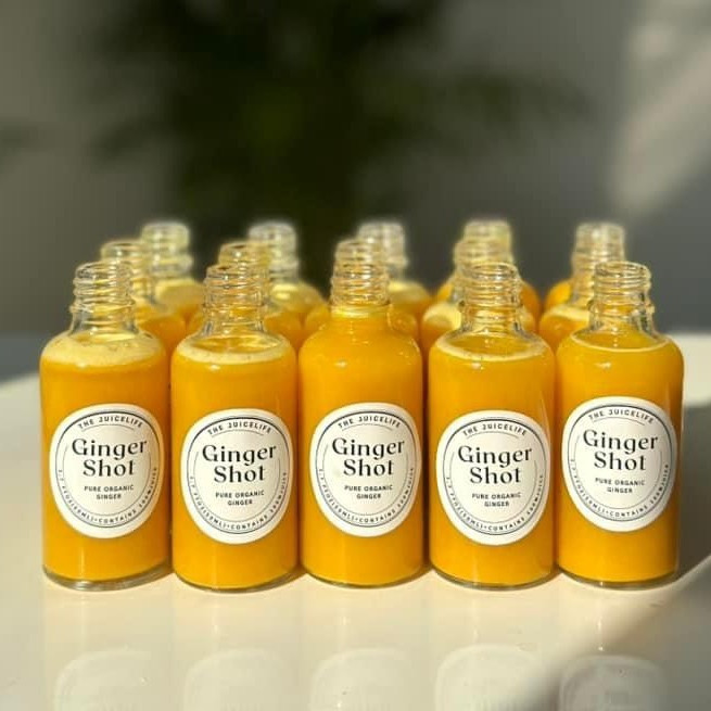 Chai lọ thủy tinh làm Ginger Shot loại 50ml trắng trong nắp nhựa đựng ginger shot thanh lọc
