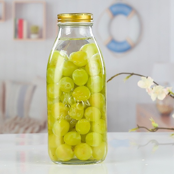 Chai thủy tinh 500ml-1000ml nắp thiếc đựng nước trái cây, mật ong, nước hoa quả