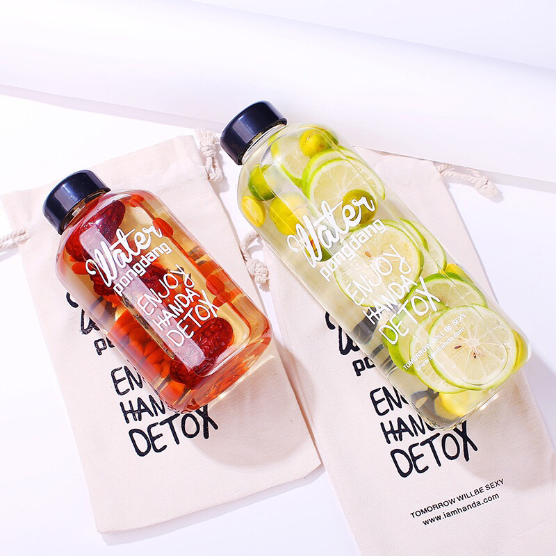 Chai thủy tinh đựng nước DETOX PONGDANG 1000ml, CHAI THUỶ TINH ĐỰNG NƯỚC DETOX 1 LÍT