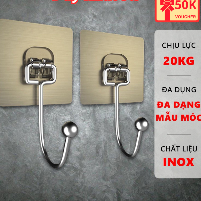 Combo 10 móc bạc dán tường, móc dán tường, móc treo chịu lực siêu dính treo đồ,đa năng tiện ích inox 304