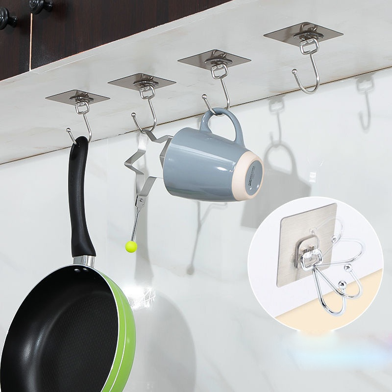 Combo 10 móc bạc dán tường, móc dán tường, móc treo chịu lực siêu dính treo đồ,đa năng tiện ích inox 304