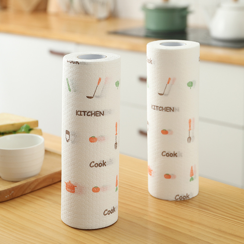 Cuộn Khăn Lau Bếp Đa Năng, Cuộn Khăn Giấy Thấm Dầu Mỡ Nhà Bếp Có Thể Giặt Tái Sử Dụng Tiện Lợi Giấy Họa Tiết