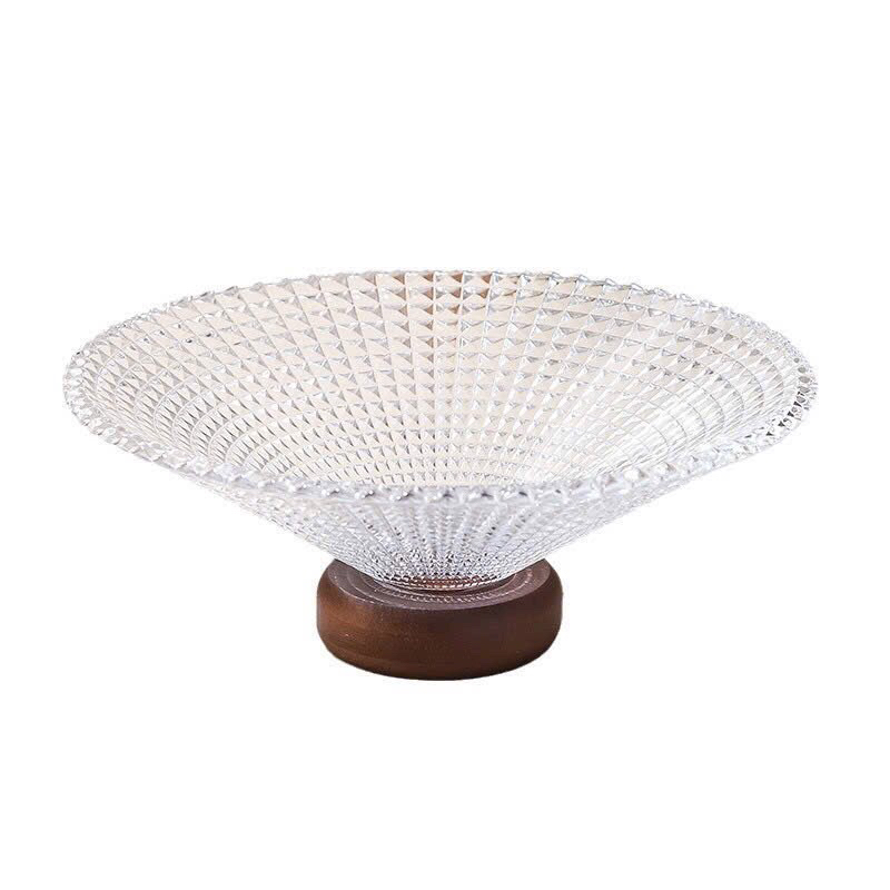 Đĩa thuỷ tinh đế gỗ , tránh trầy xước bàn và tiếng động (đường kính 25cm)