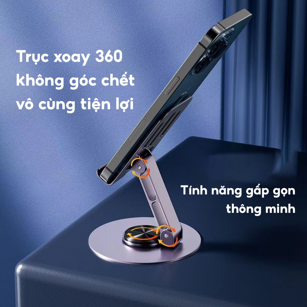 Giá Đỡ Điện Thoại, Máy Tính Bảng Để Bàn Xoay 360 Bằng Kim Loại, Kệ Đựng Điện Thoại, Ipad-NAMDUONG SHOP