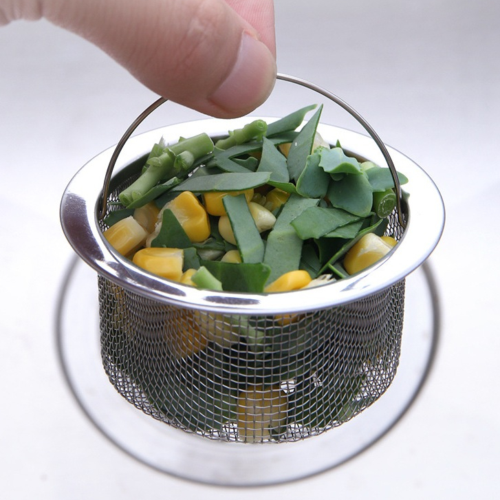 Giỏ Lọc Rác Bồn Rửa Chén Bát Chống Tắc Nghẽn, Lưới Lọc Rác Có Quai Treo Tiện Lợi