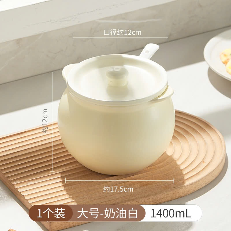Hũ gốm sành sứ có nắp đựng mỡ lợn kèm thìa, âu sứ gốm đựng mỡ có nắp sang trọng, dung tích 700ml - 1400ml