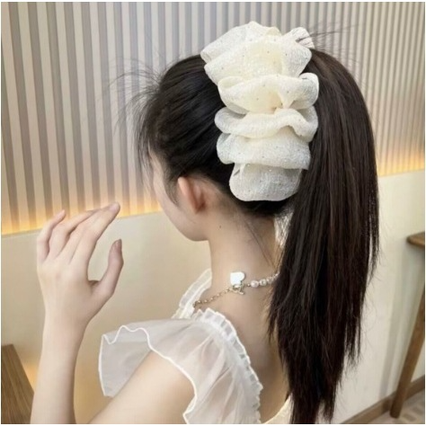 Kẹp Tóc Càng Cua Phối Lưới Hình Nơ Cỡ Lớn Phong Cách Hàn Quốc Thanh Lịch Thời Trang Cho Nữ