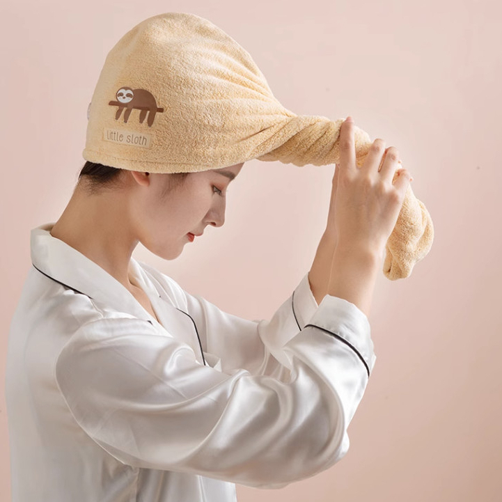 Khăn Ủ Tóc Nhanh Khô , Mũ Quấn Tóc Sóng Nước Mềm Mại Thấm Hút Nước Nhanh Khô Sau Khi Gội Đầu