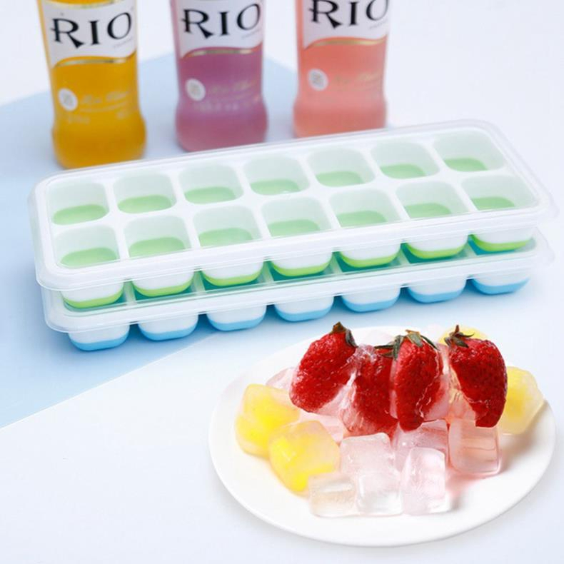 Khay đá, Khay Làm Đá Silicon Có Nắp, Khay làm đá Silicone có nắp đậy