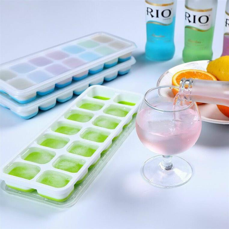 Khay đá, Khay Làm Đá Silicon Có Nắp, Khay làm đá Silicone có nắp đậy