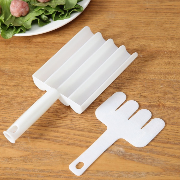 Khuôn Làm Thịt Viên - Dụng Cụ Làm Thịt Cá Viên, Nặn Mọc 4 Ngăn Tiện Lợi