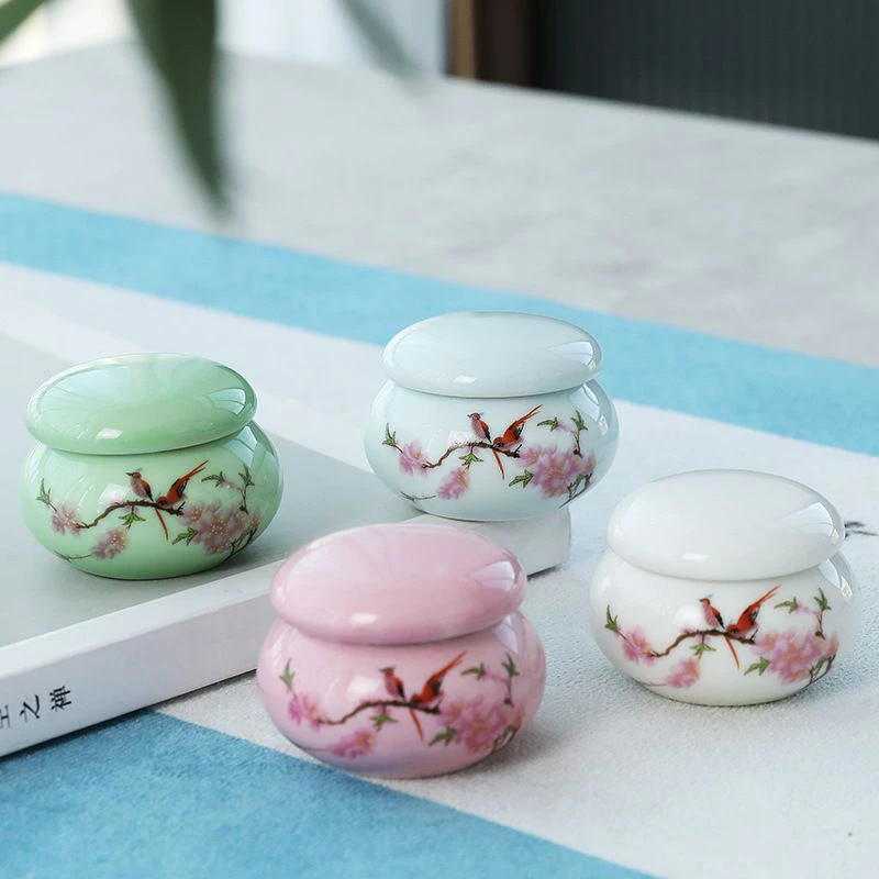 Lọ chiết mỹ phẩm in hoa, lọ đựng mỹ phẩm chất liệu gốm sứ (10g)