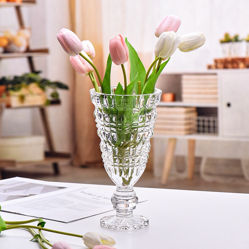 Lọ hoa thủy tinh, Ly thuỷ tinh cắm hoa đa tầng sang trọng, tinh tế (cao 30cm)