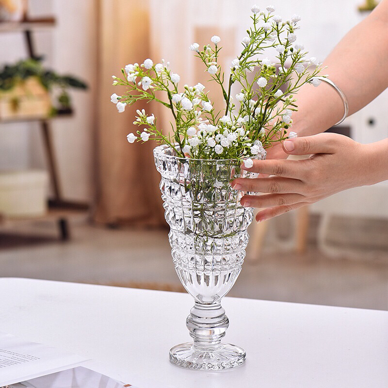 Lọ hoa thủy tinh, Ly thuỷ tinh cắm hoa đa tầng sang trọng, tinh tế (cao 30cm)