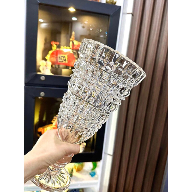 Lọ hoa thủy tinh, Ly thuỷ tinh cắm hoa đa tầng sang trọng, tinh tế (cao 30cm)