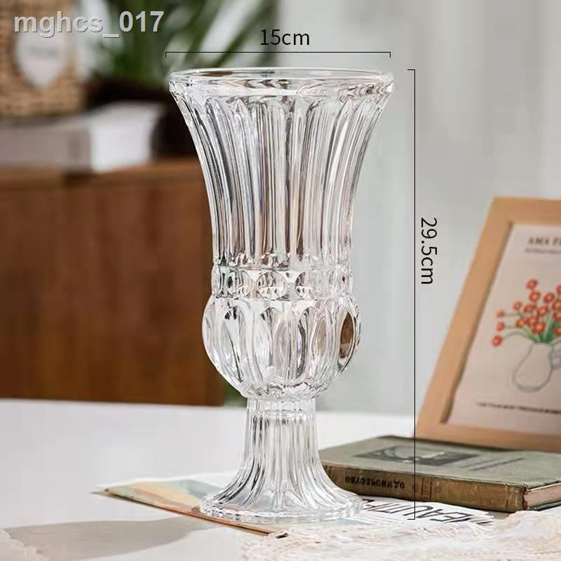 Lọ hoa thuỷ tinh, ly thuỷ tinh cắm hoa phong cách Pháp sang trọng (cao 30cm, loại dày)