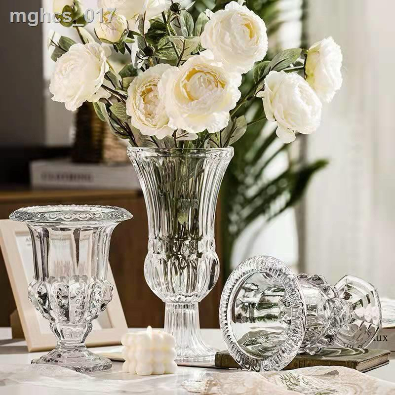 Lọ hoa thuỷ tinh, ly thuỷ tinh cắm hoa phong cách Pháp sang trọng (cao 30cm, loại dày)