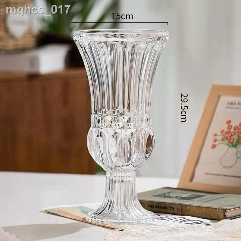 Lọ hoa thuỷ tinh, ly thuỷ tinh cắm hoa phong cách Pháp sang trọng (cao 30cm, loại dày)