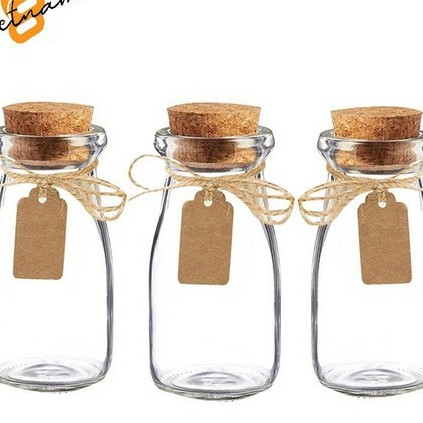 Lọ thuỷ tinh, Hũ thuỷ tinh nắp gỗ, đựng sữa chua, pudding, decor trang trí (dáng cao, 100ml)
