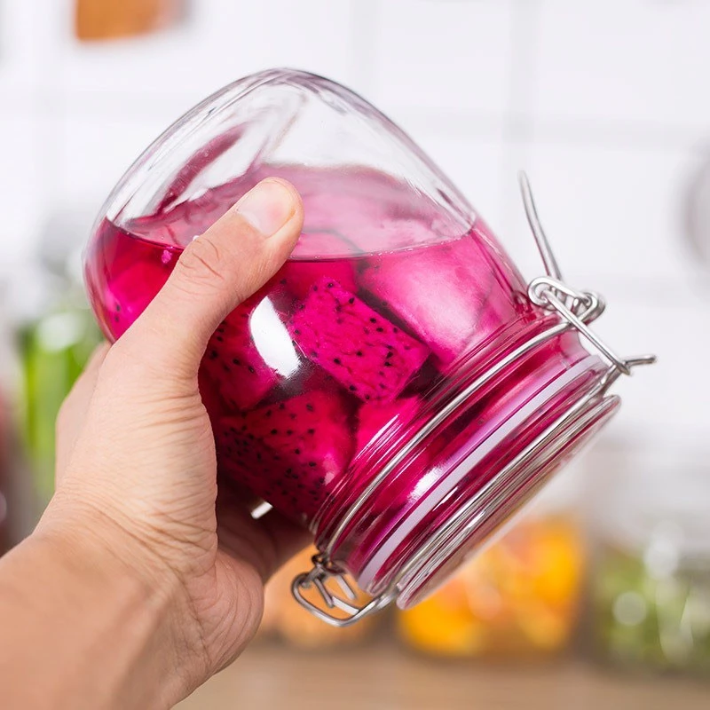 Lọ thủy tinh nắp kẹp inox 500ml - 750ml - 1L- 2L, Hũ thủy tinh nắp cài kín đựng mật ong, đồ khô, ngâm chanh