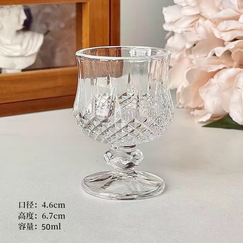 Ly Thuỷ Tinh Pha Lê hoạ tiết dung tích 50ml (dáng lùn)