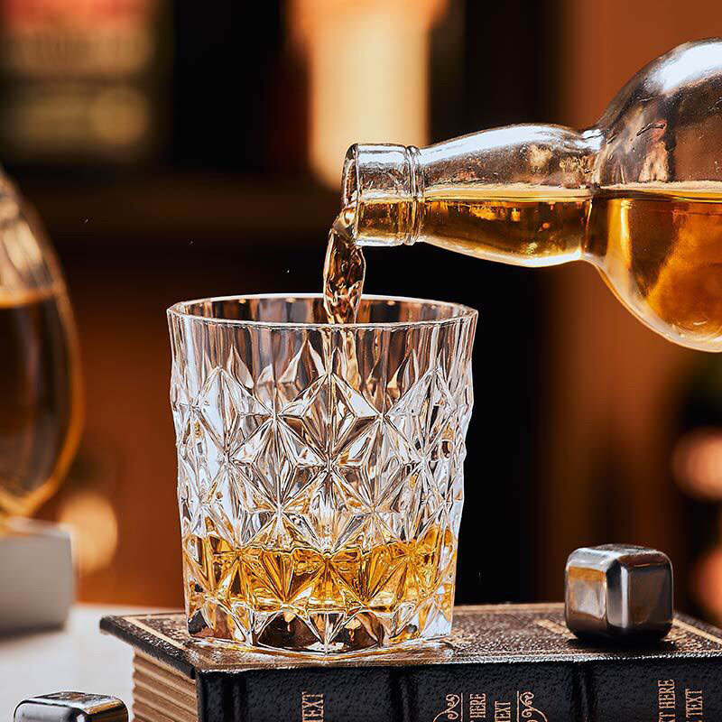 Ly Thủy Tinh Uống Whisky, Cốc Thủy Tinh Uống Ruou Đẹp, Ly Rock Sang Trọng Phong Cách Châu Âu - 300ML