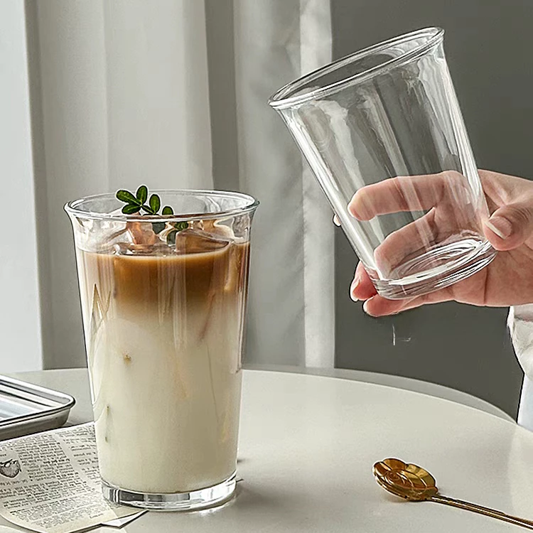 Ly thủy tinh trơn loe miệng, cốc thủy tinh chịu nhiệt dùng để uống trà, cafe, sinh tố 360ml
