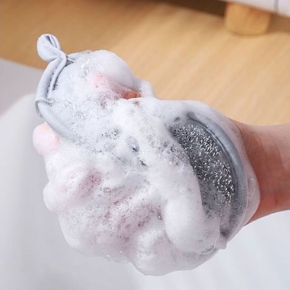 Miếng Bọt Biển Rửa Chén Bát 3 Lớp, Giẻ Rửa Bát Sợi Kim Loại Cọ Xoong Nồi Bát Đĩa Đa Năng Tạo Bọt - Rửa Bát Tròn Bạc