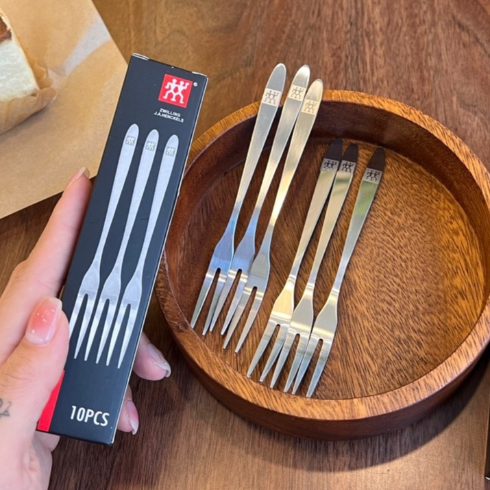 Set 10 Dĩa Ăn Hoa Quả Trái Cây, Dĩa inox cao cấp dùng cho nhà bếp - Set 10 Dĩa Hộp Đen