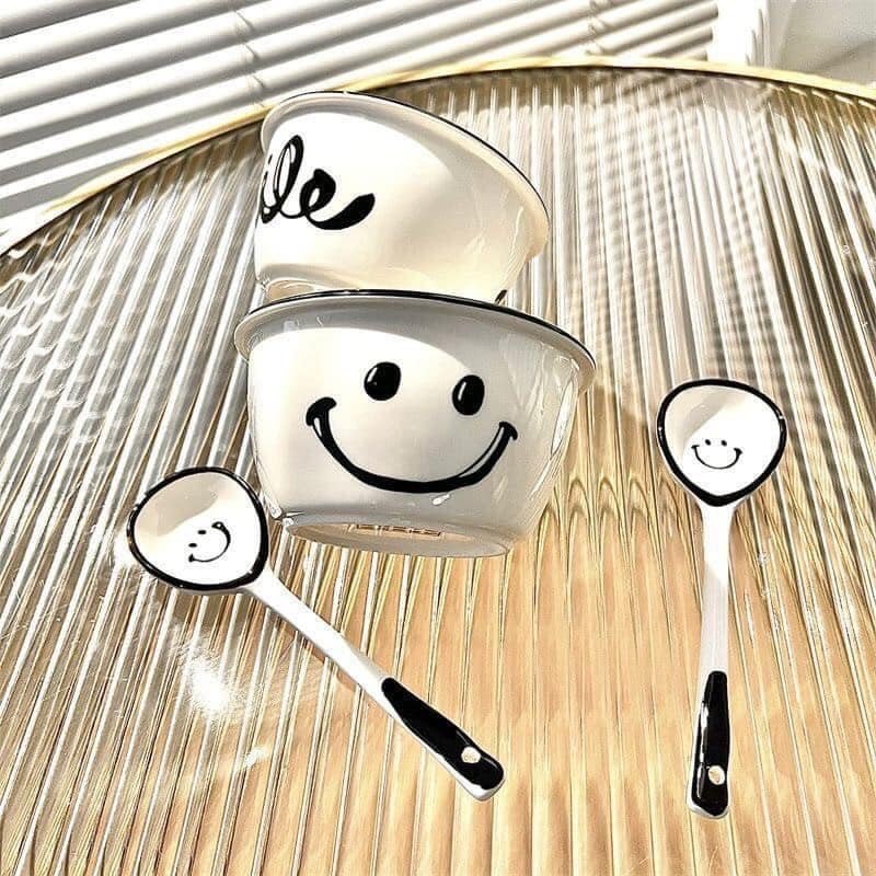 Set 2 bát sứ kèm thìa, bộ Bát Sứ 4 món dễ thương, cao cấp hàng loại 1 đóng gói hộp xốp mẫu mới siêu hot