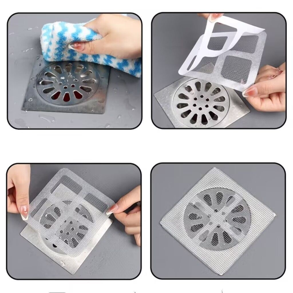 Set 5 Lưới Lọc Rác Tự Dính Chống Tắc Nghẽn Cống Thoát Nước Tiện Dụng 10x10cm